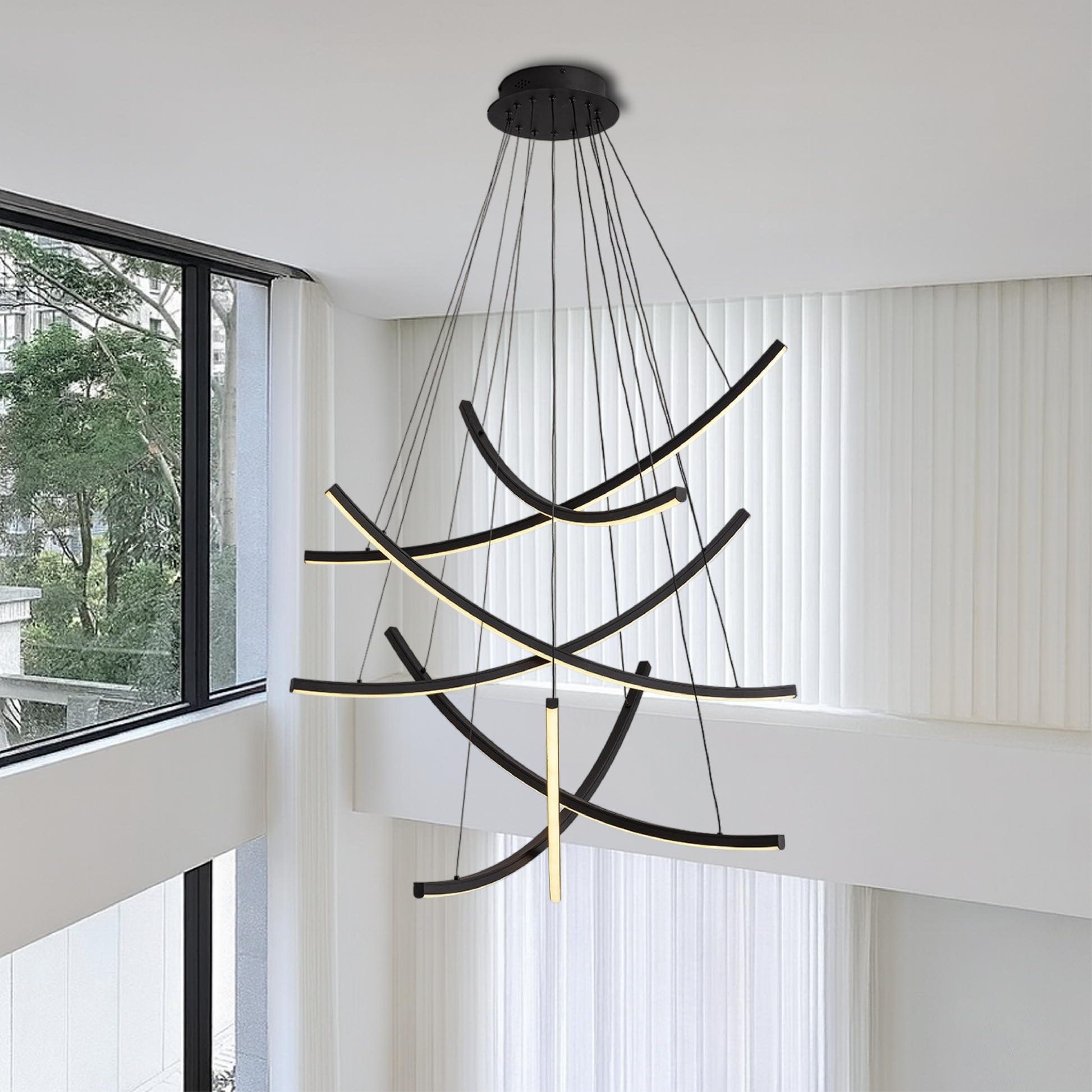 Scandinavian Staircase Chandelier | Modern LED Design with Adjustable Height 4
