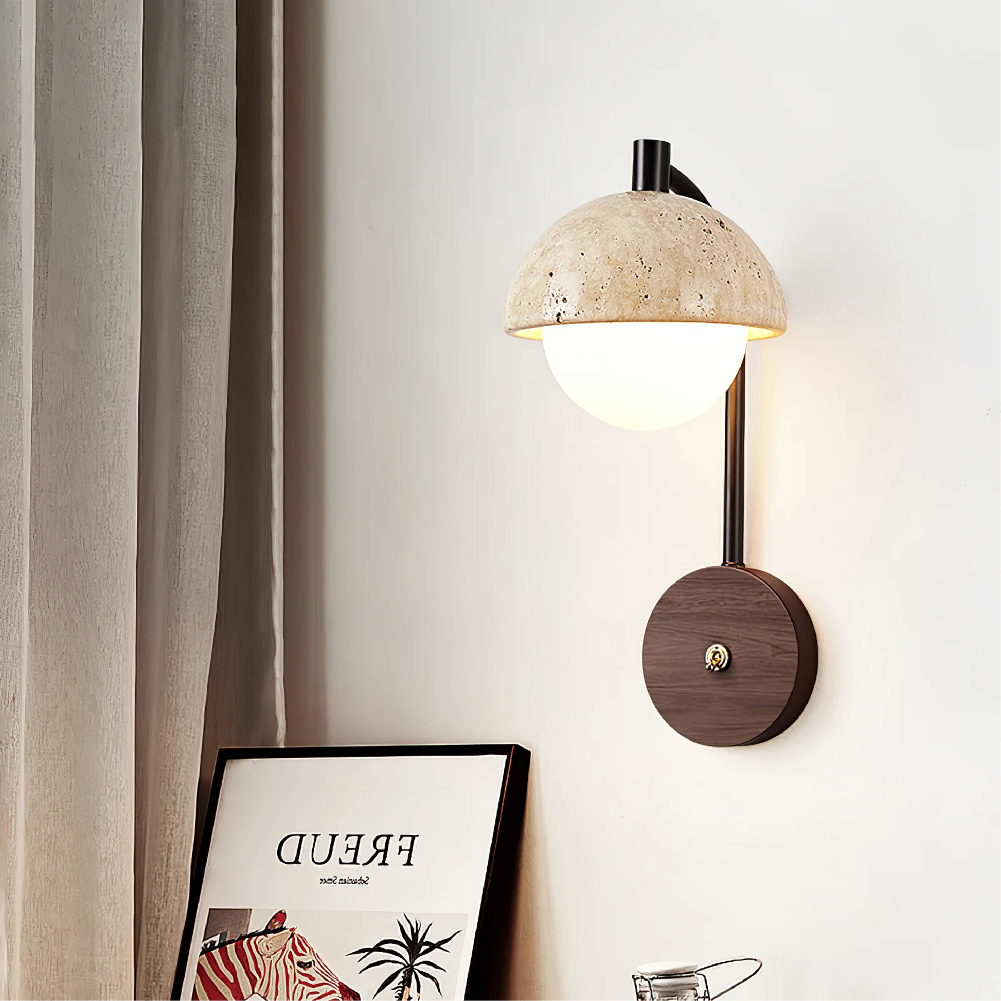 Sculpted Travertine Wall Lamp | Modern Minimalist Design 0