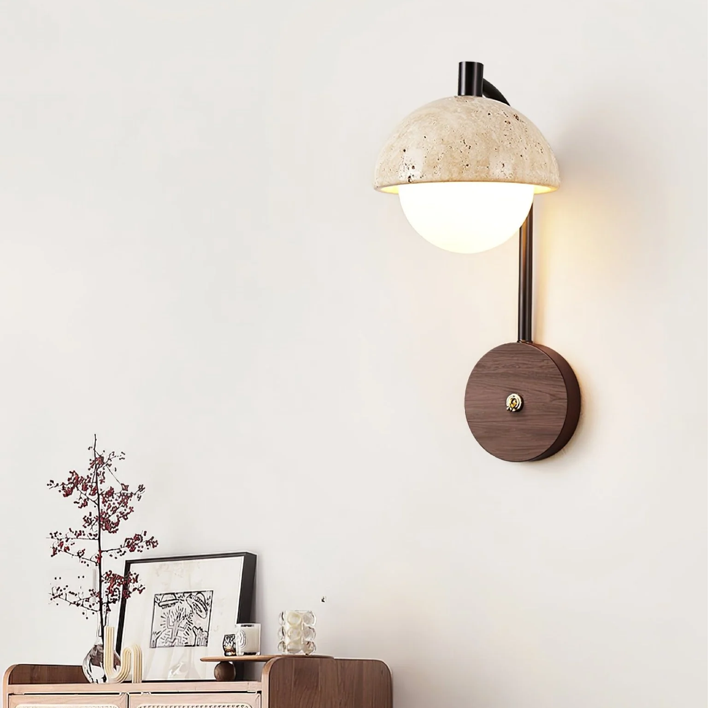 Sculpted Travertine Wall Lamp | Modern Minimalist Design 2