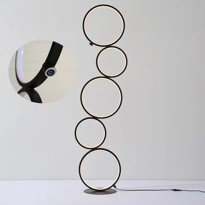 Minimalist Floor Lamp | Five Interconnected Rings with Dimmable LED 5