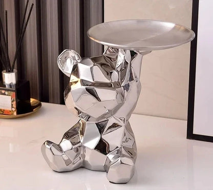 Geometric Bear Statue | Stylish Design with Built-in Storage Tray 8