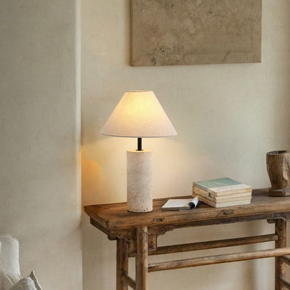 Table Lamp | Elegant Marble Base and Soft Linen Shade for Bedroom and Living Room 2