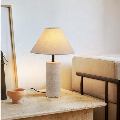 Table Lamp | Elegant Marble Base and Soft Linen Shade for Bedroom and Living Room 3
