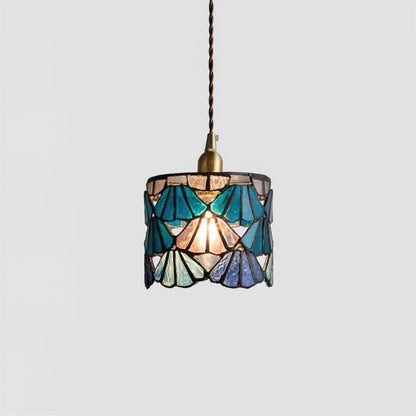 Tiffany Pendant Light | Handmade Glass Shade with Brass Detail 0