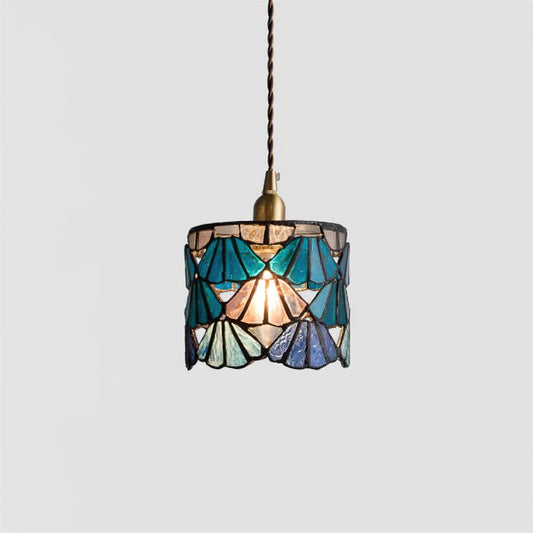 Tiffany Pendant Light | Handmade Glass Shade with Brass Detail 0
