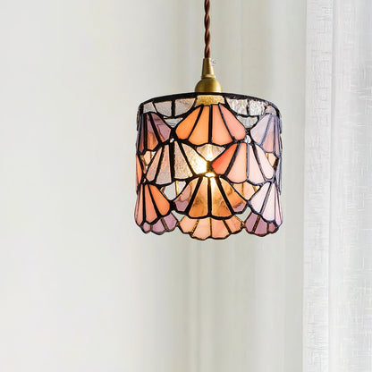 Tiffany Pendant Light | Handmade Glass Shade with Brass Detail 3