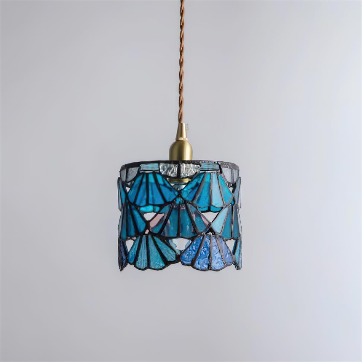 Tiffany Pendant Light | Handmade Glass Shade with Brass Detail 7