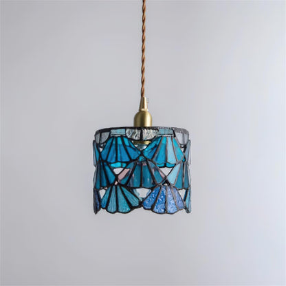 Tiffany Pendant Light | Handmade Glass Shade with Brass Detail 7