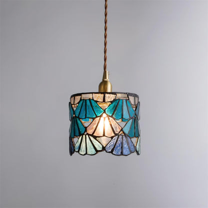 Tiffany Pendant Light | Handmade Glass Shade with Brass Detail 8