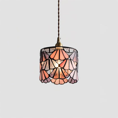 Tiffany Pendant Light | Handmade Glass Shade with Brass Detail 9