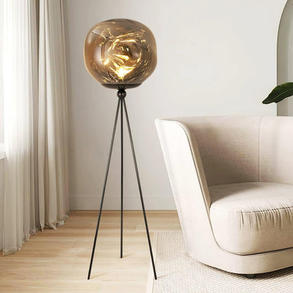 Tripod Floor Lamp | Unique Spherical Shade for Modern Living Room Lighting 5