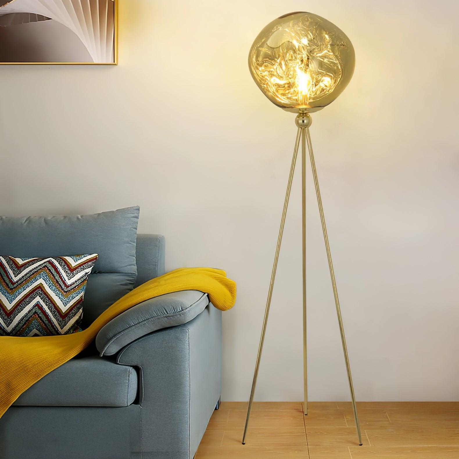 Tripod Floor Lamp | Unique Spherical Shade for Modern Living Room Lighting 6