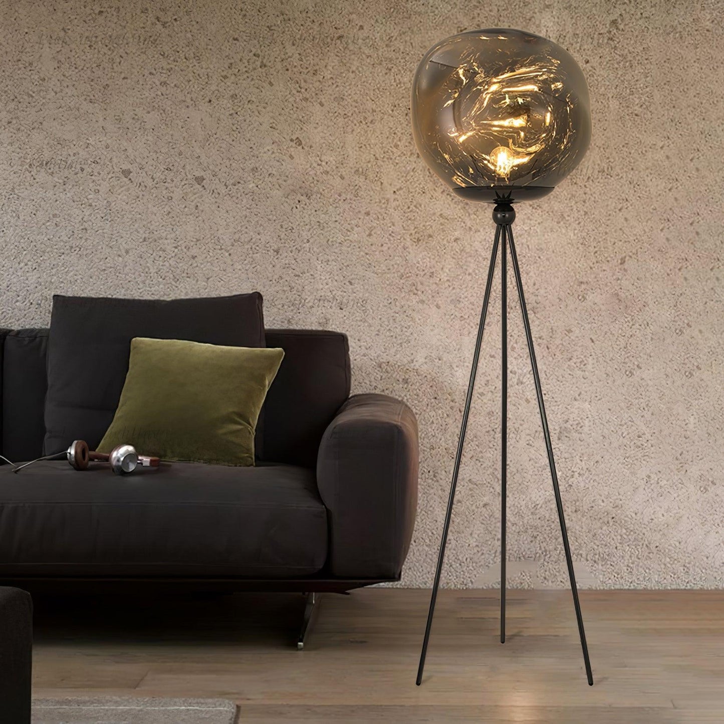 Tripod Floor Lamp | Unique Spherical Shade for Modern Living Room Lighting 7