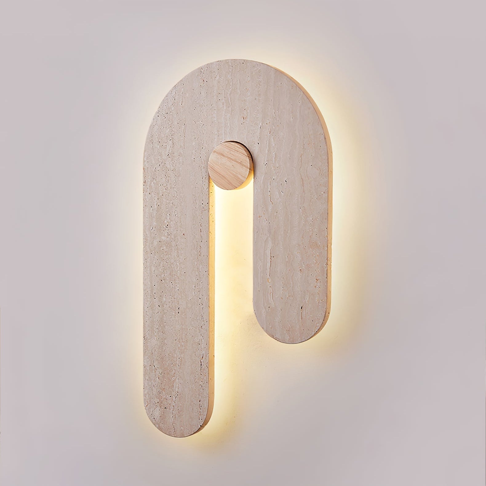 U-Shaped Wall Sconce | Elegant Travertine Design with Adjustable LED Lighting 6