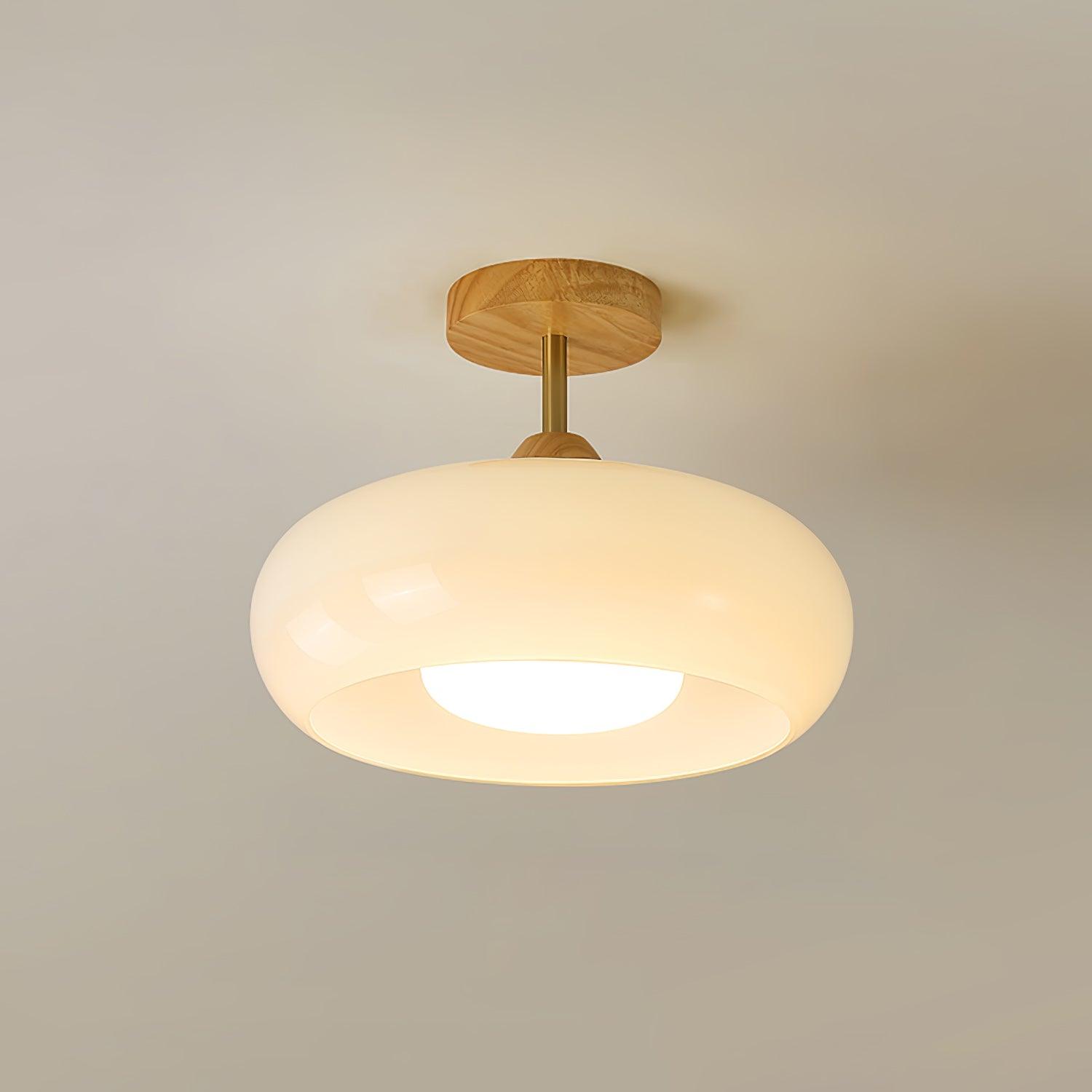 Vintage Bauhaus Ceiling Lamp | Elegant Glass Disc Design for Modern Spaces 9