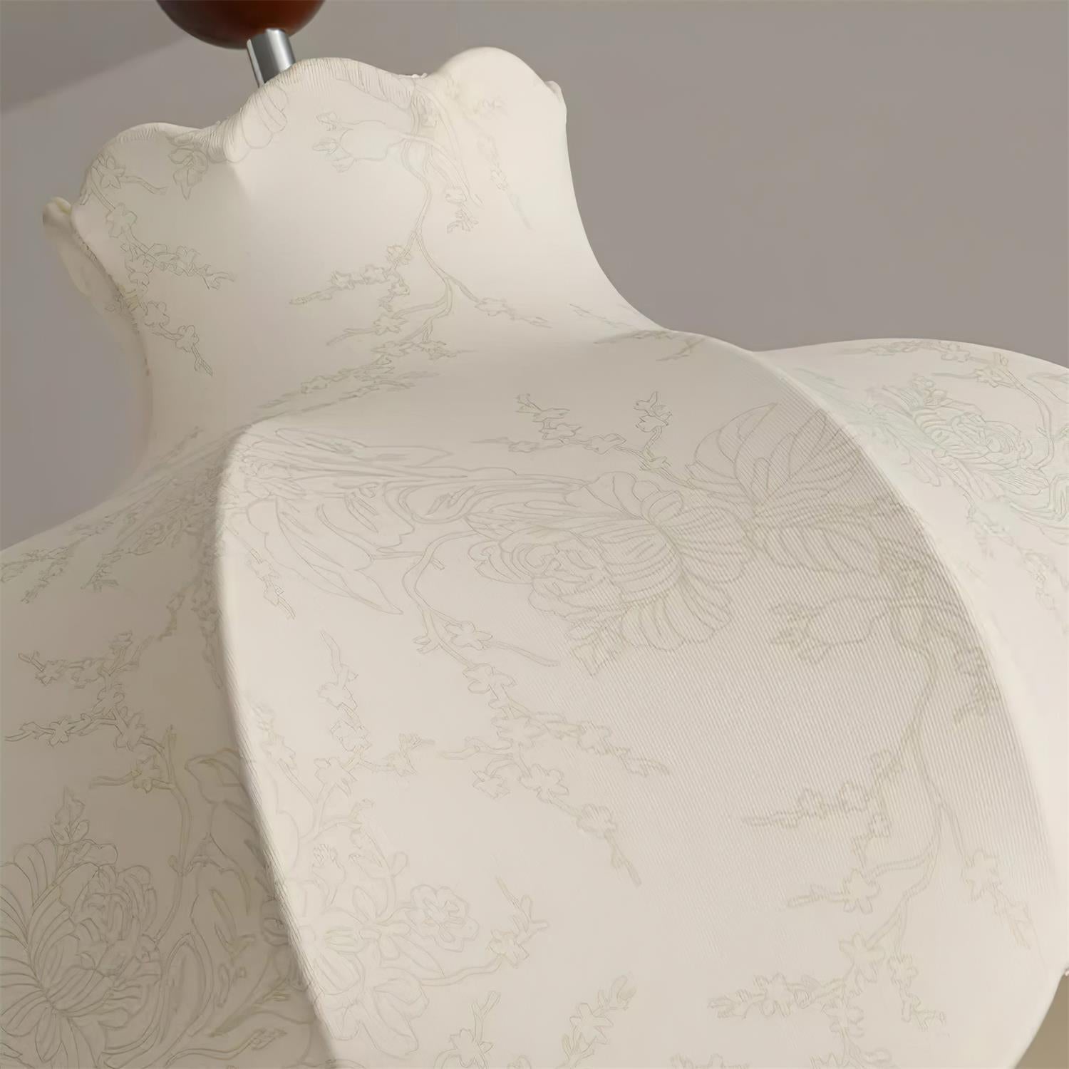 Vintage Fabric Pendant Light | Elegant Design with Wooden Beads 4