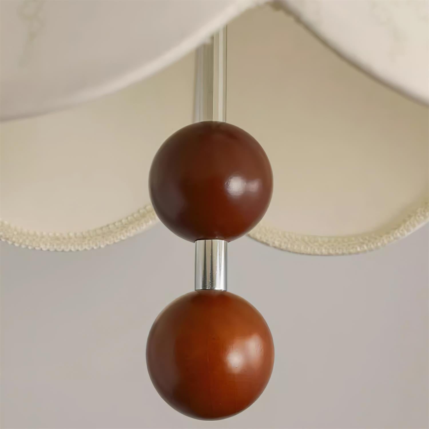 Vintage Fabric Pendant Light | Elegant Design with Wooden Beads 5
