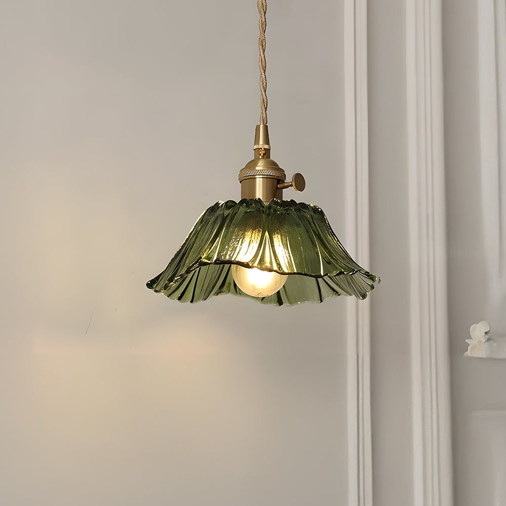 Vintage Floral Glass Pendant Light | Elegant Retro Design 13