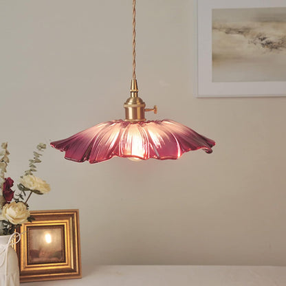 Vintage Floral Glass Pendant Light | Elegant Retro Design 5