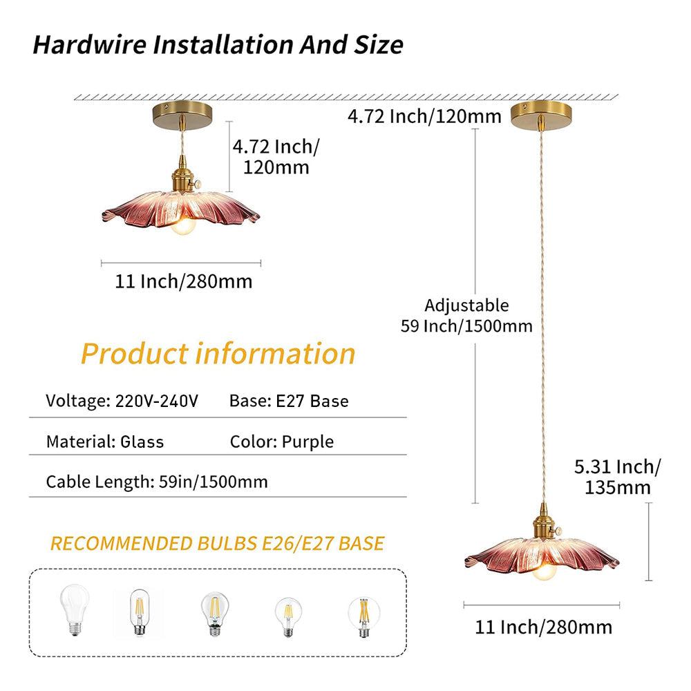 Vintage Floral Glass Pendant Light | Elegant Retro Design 6