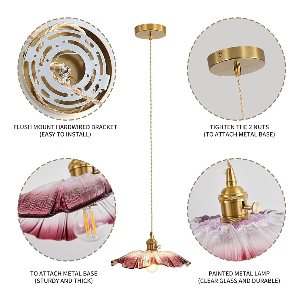 Vintage Floral Glass Pendant Light | Elegant Retro Design 7