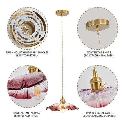 Vintage Floral Glass Pendant Light | Elegant Retro Design 7