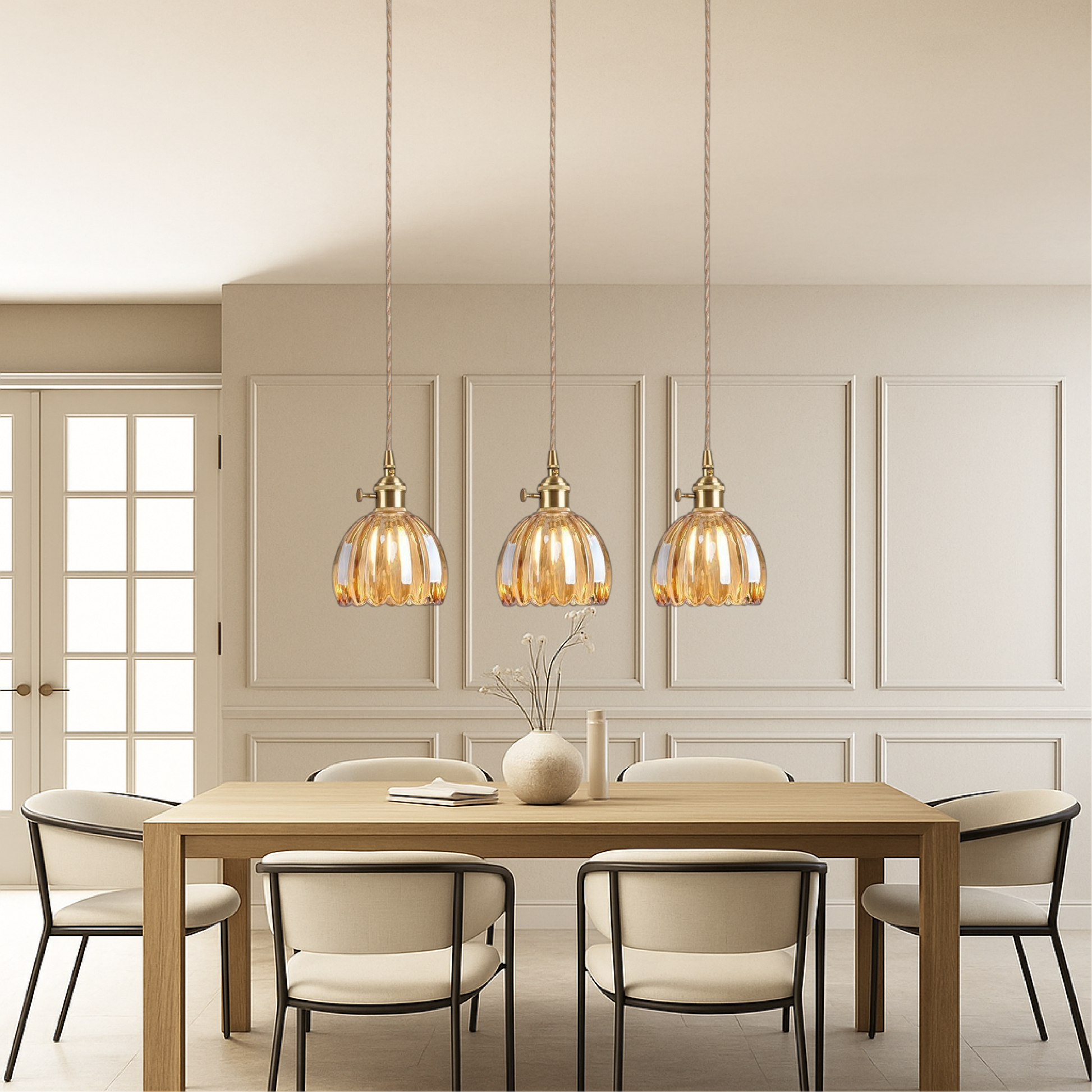 Vintage Glass Pendant Lamp | Elegant Japanese Design for Modern Spaces 2