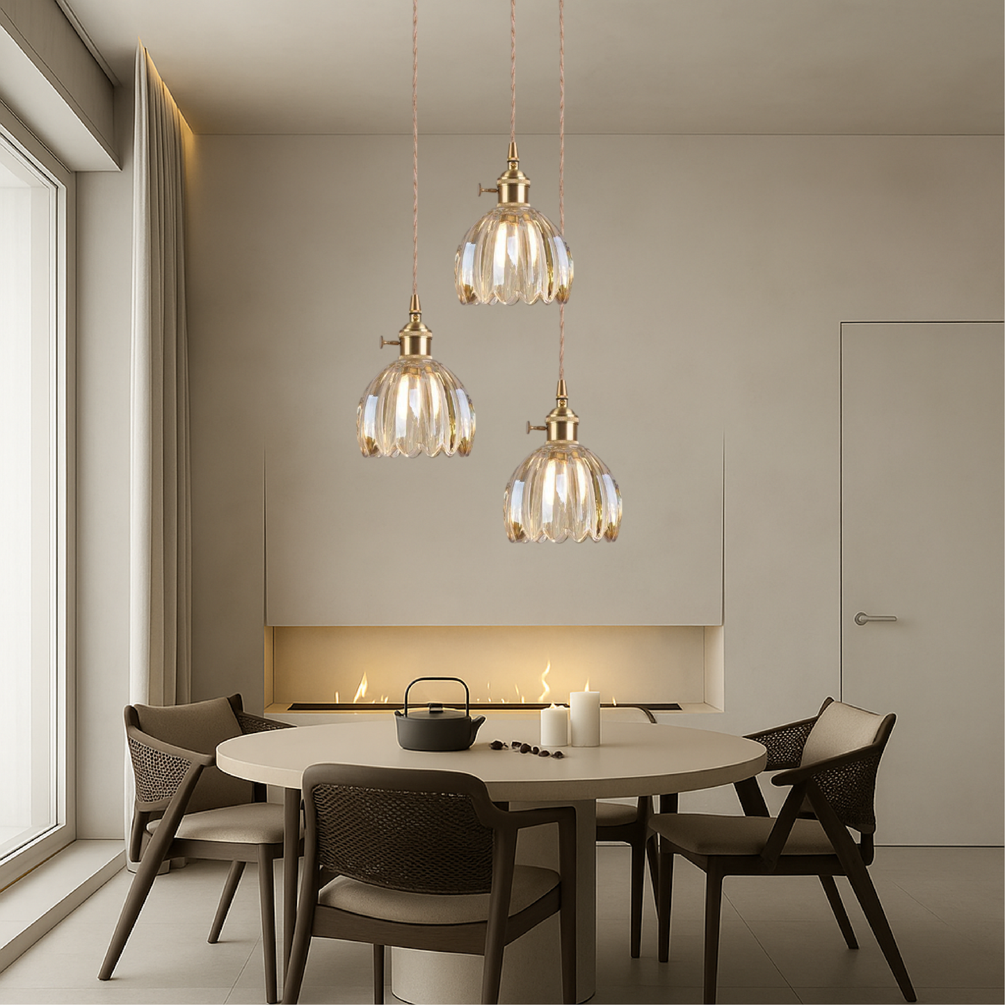 Vintage Glass Pendant Lamp | Elegant Japanese Design for Modern Spaces 3