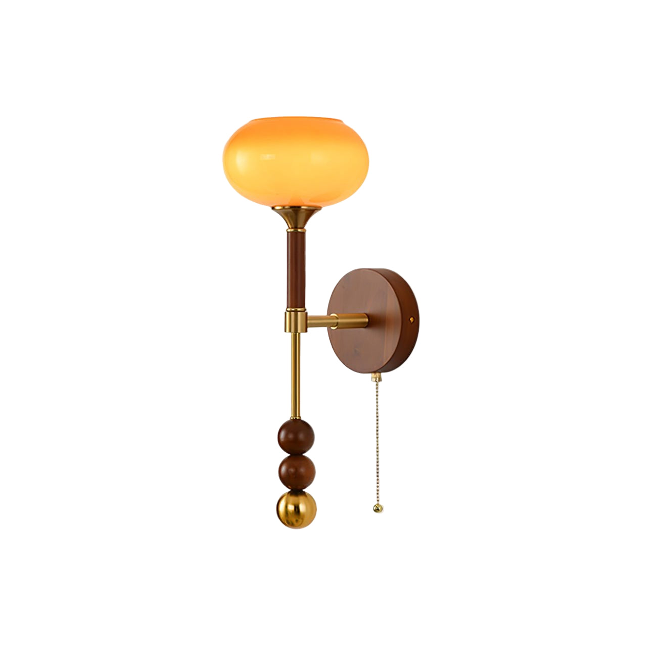 Vintage Wall Sconce | Elegant Wood and Brass Design with Glass Shade 1