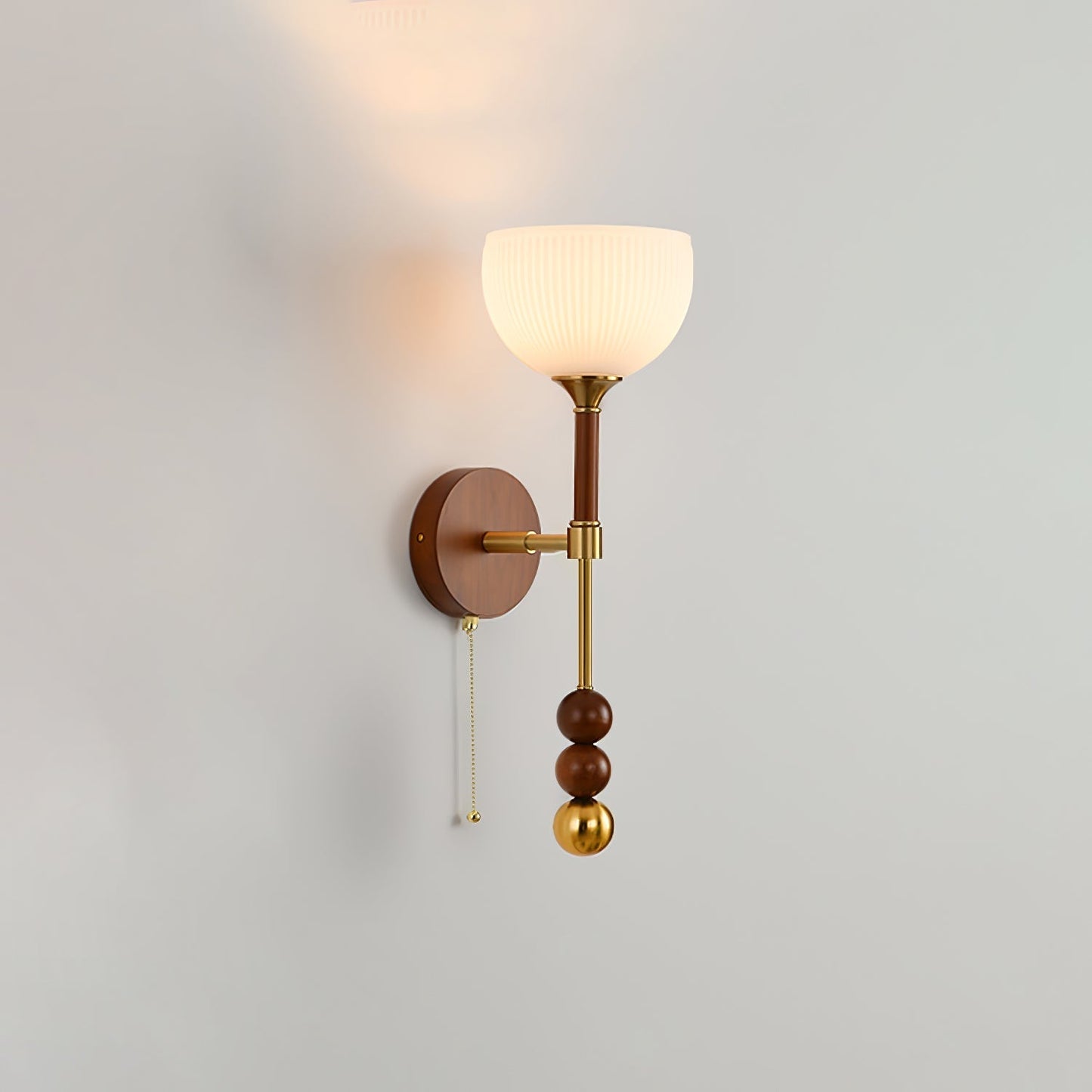 Vintage Wall Sconce | Elegant Wood and Brass Design with Glass Shade 10