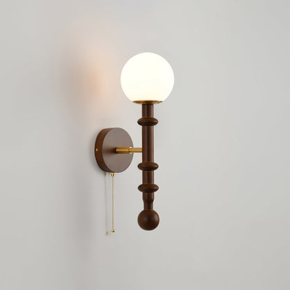 Vintage Wall Sconce | Elegant Wood and Brass Design with Glass Shade 12