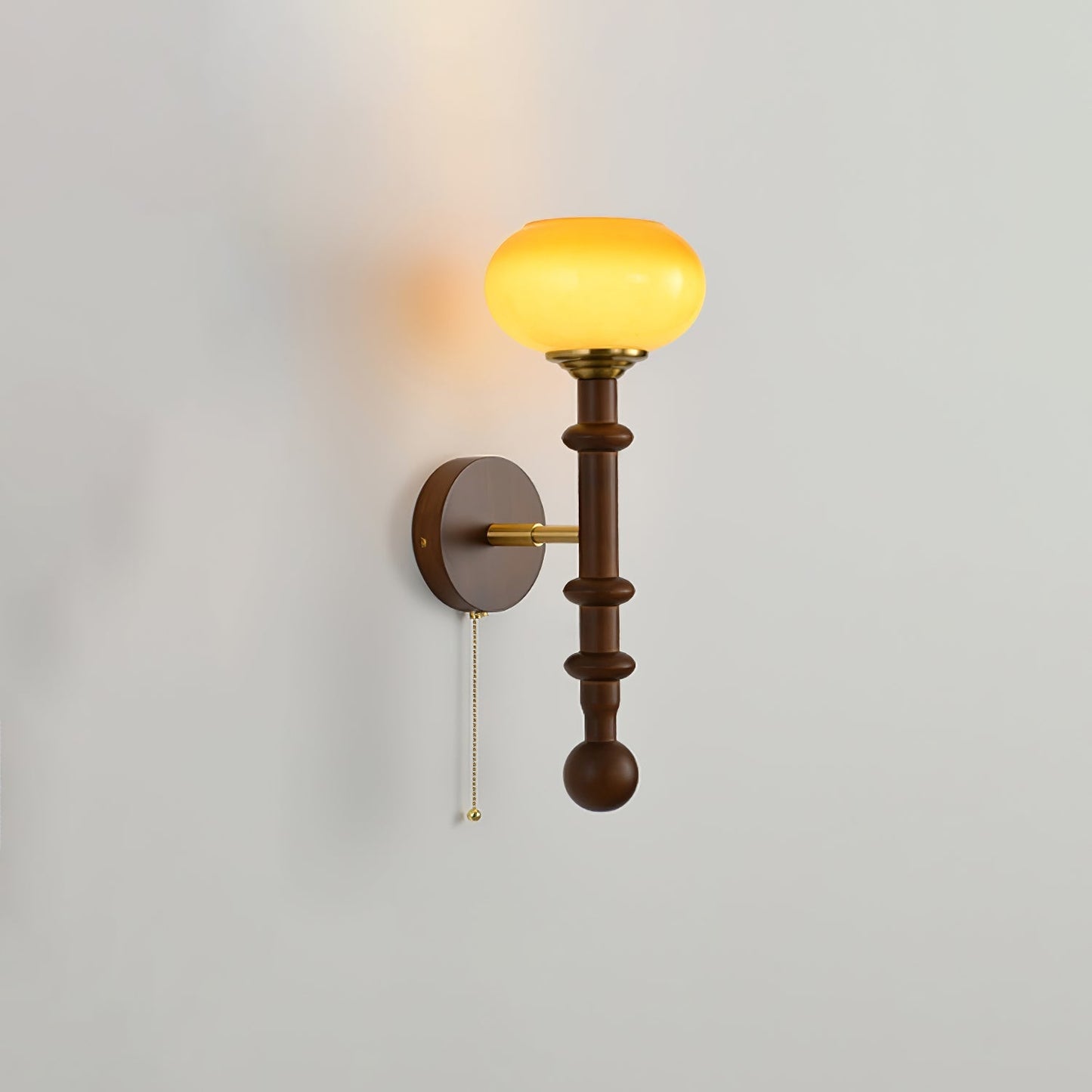 Vintage Wall Sconce | Elegant Wood and Brass Design with Glass Shade 13