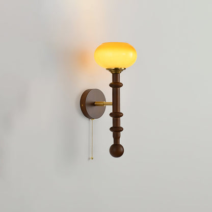 Vintage Wall Sconce | Elegant Wood and Brass Design with Glass Shade 13