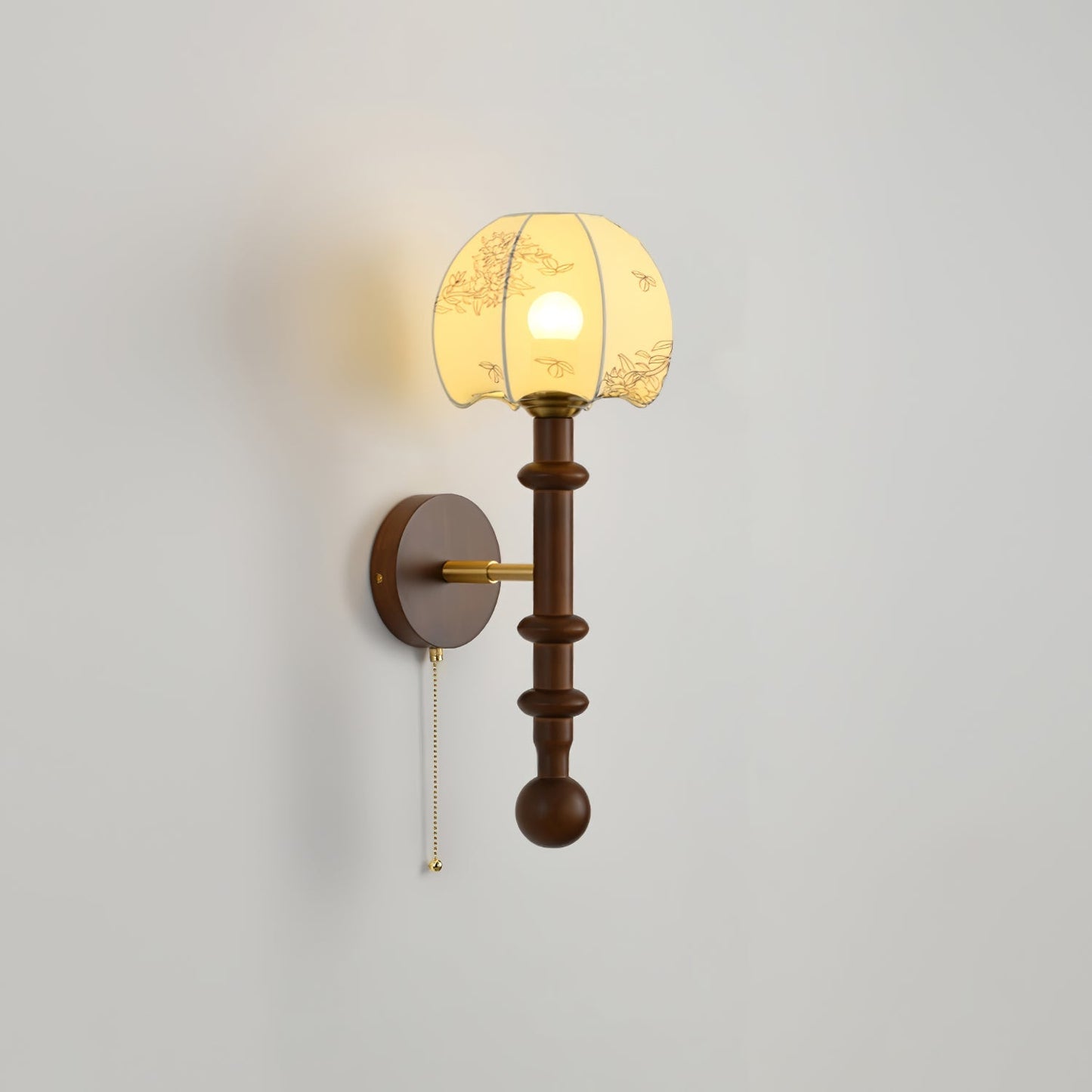 Vintage Wall Sconce | Elegant Wood and Brass Design with Glass Shade 14