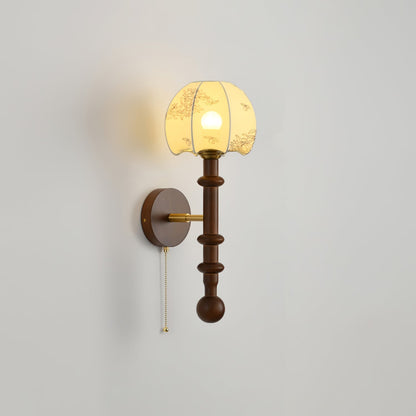 Vintage Wall Sconce | Elegant Wood and Brass Design with Glass Shade 14