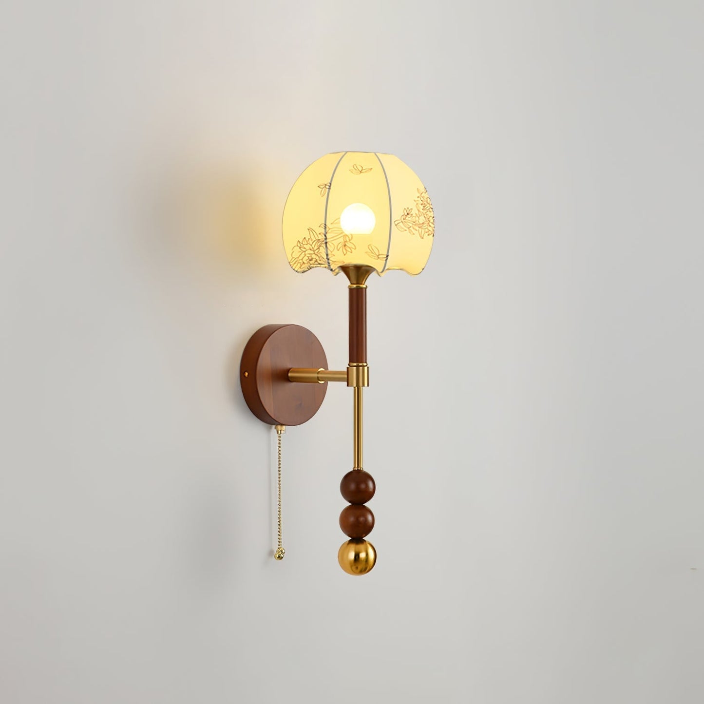 Vintage Wall Sconce | Elegant Wood and Brass Design with Glass Shade 15
