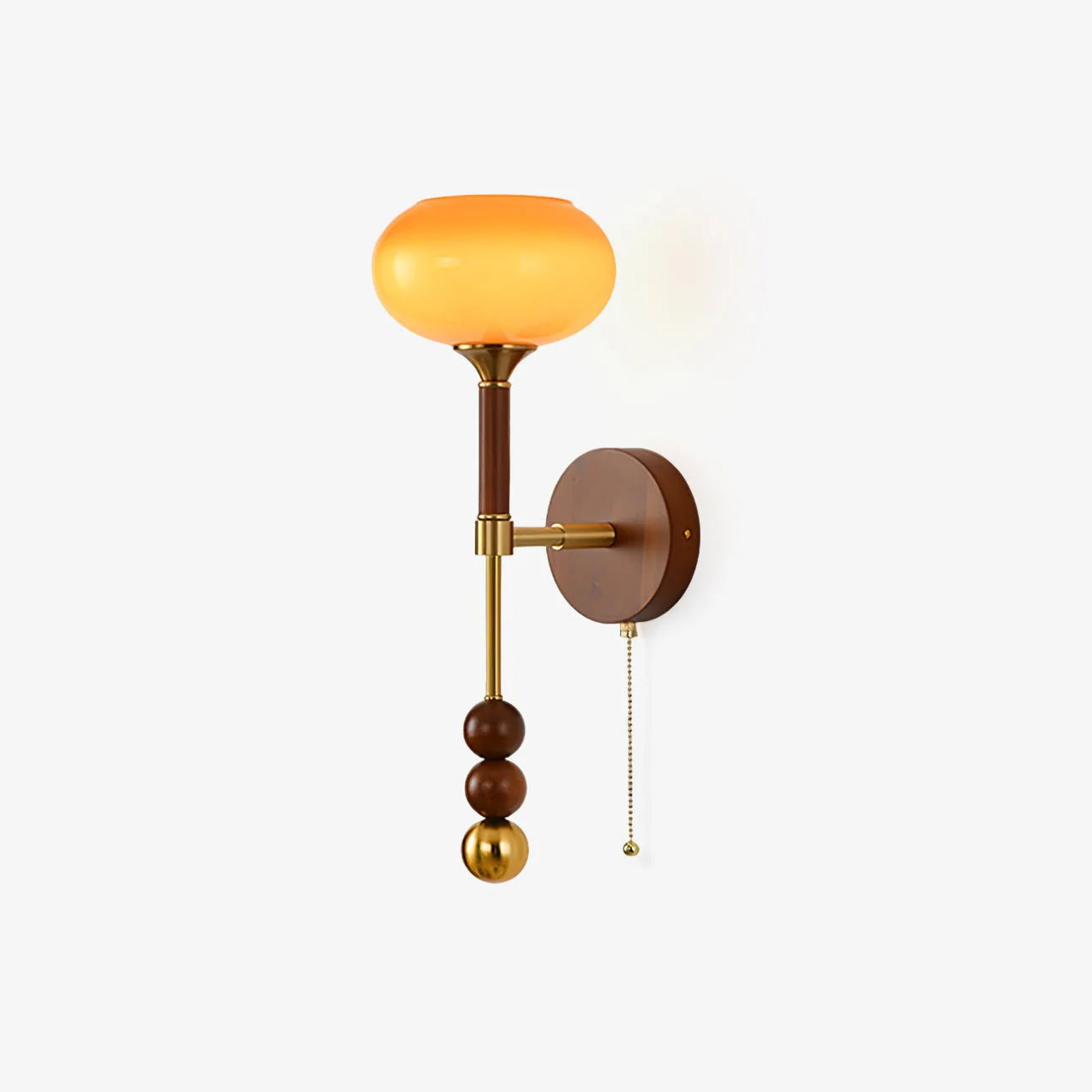 Vintage Wall Sconce | Elegant Wood and Brass Design with Glass Shade 2