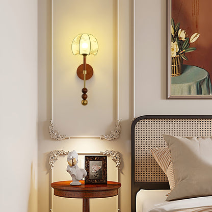 Vintage Wall Sconce | Elegant Wood and Brass Design with Glass Shade 5