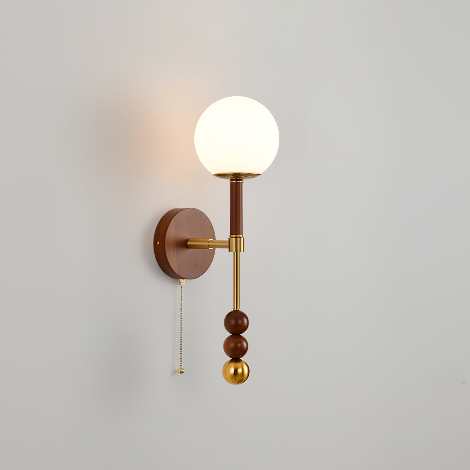 Vintage Wall Sconce | Elegant Wood and Brass Design with Glass Shade 9