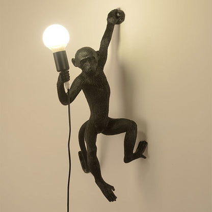 Wall Light | Whimsical Resin Monkey Wall Sconce with Hemp Rope 0