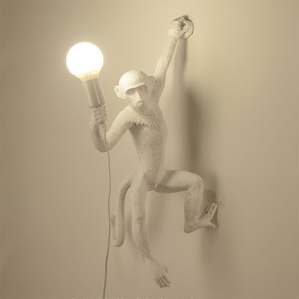 Wall Light | Whimsical Resin Monkey Wall Sconce with Hemp Rope 3