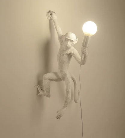 Wall Light | Whimsical Resin Monkey Wall Sconce with Hemp Rope 4