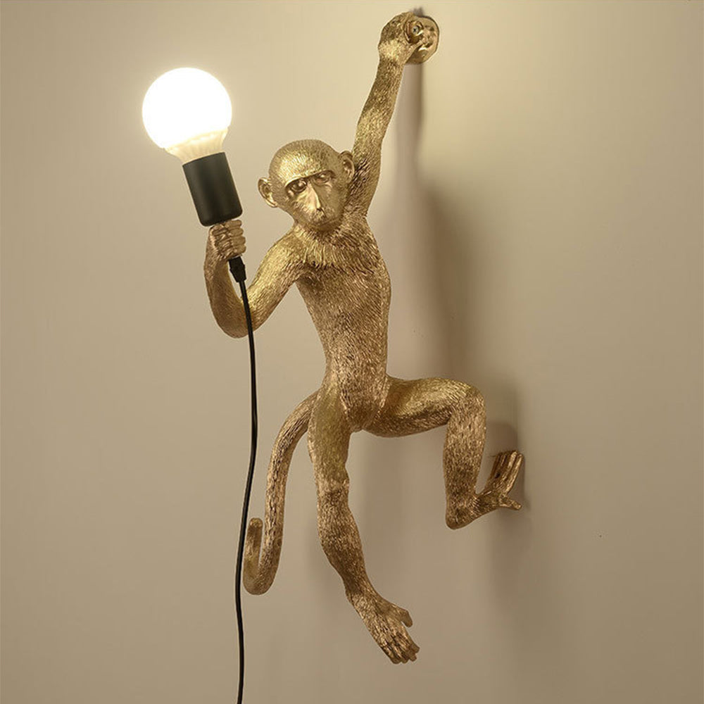 Wall Light | Whimsical Resin Monkey Wall Sconce with Hemp Rope 5
