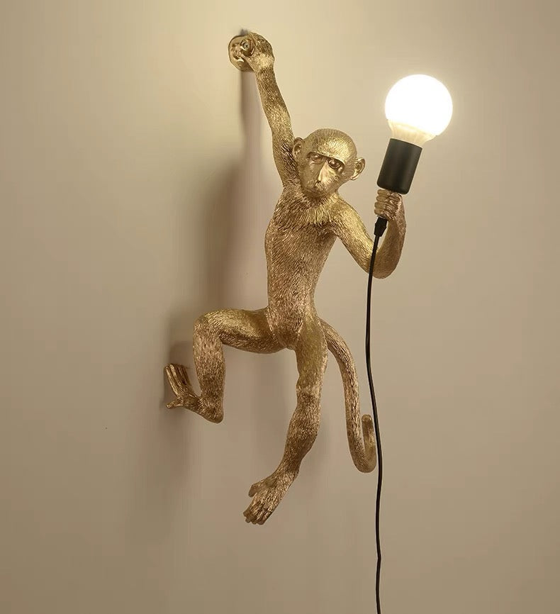 Wall Light | Whimsical Resin Monkey Wall Sconce with Hemp Rope 6