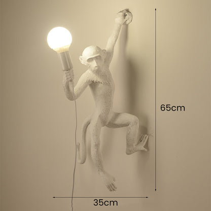 Wall Light | Whimsical Resin Monkey Wall Sconce with Hemp Rope 8