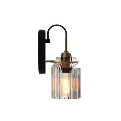 Wall Sconce Lighting Fixture | Dimmable Ribbed Glass Design 0
