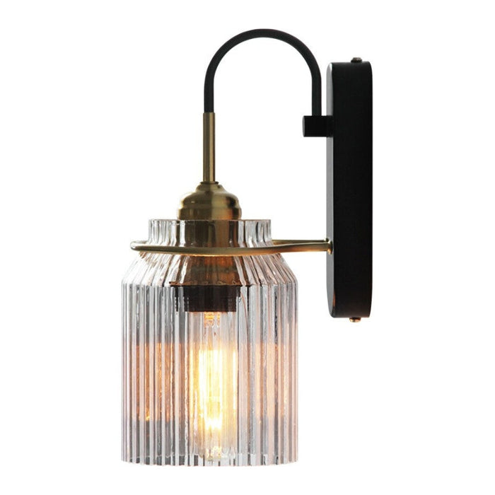 Wall Sconce Lighting Fixture | Dimmable Ribbed Glass Design 3