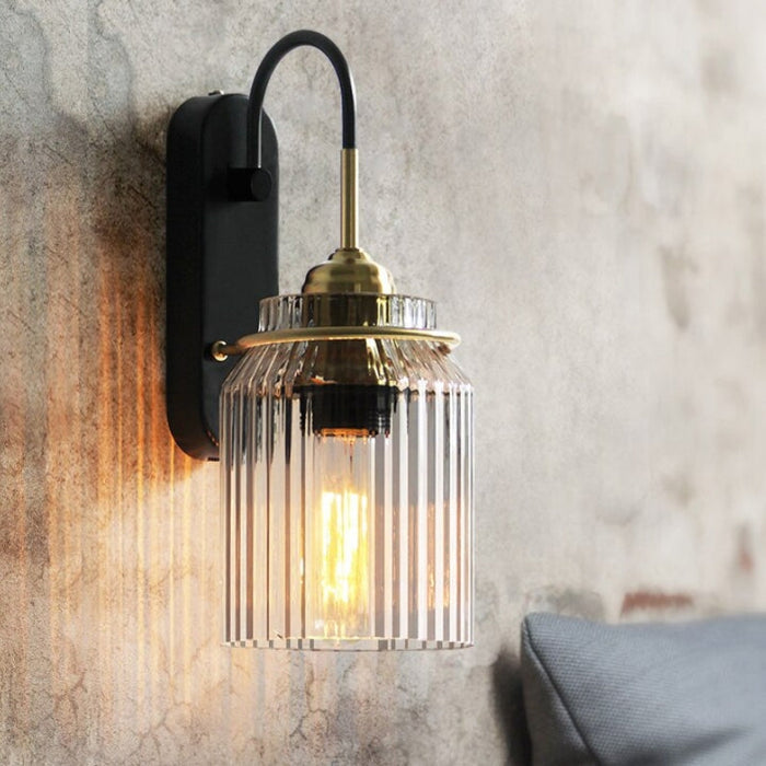 Wall Sconce Lighting Fixture | Dimmable Ribbed Glass Design 4