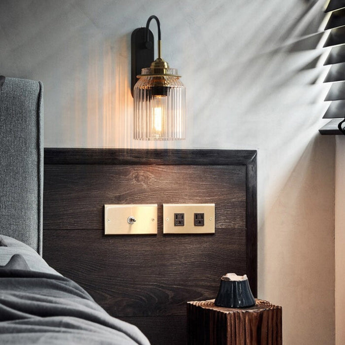 Wall Sconce Lighting Fixture | Dimmable Ribbed Glass Design 5