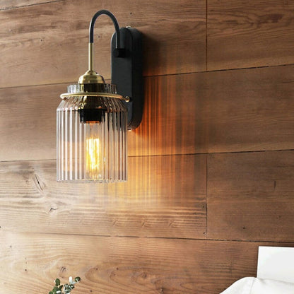 Wall Sconce Lighting Fixture | Dimmable Ribbed Glass Design 7